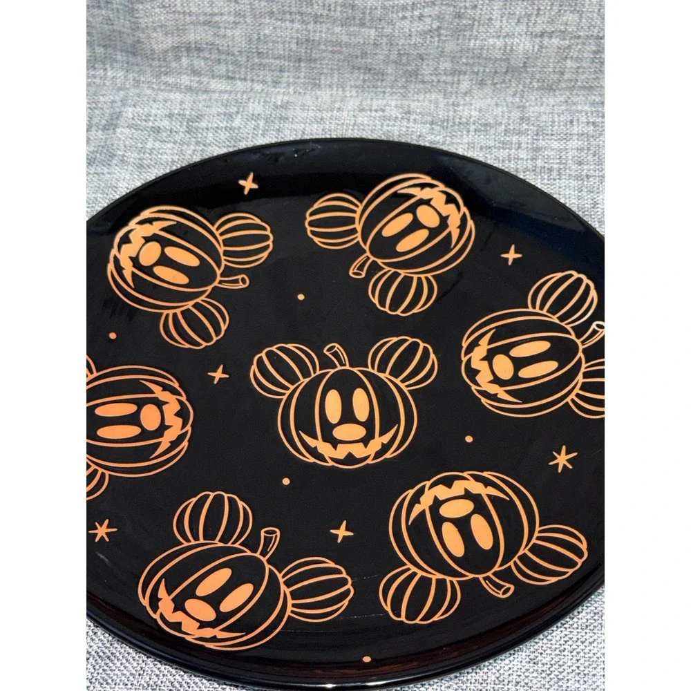 Disney Mickey Mouse Halloween Pumpkin Plates Set of 2 Black Orange Zrike Brands